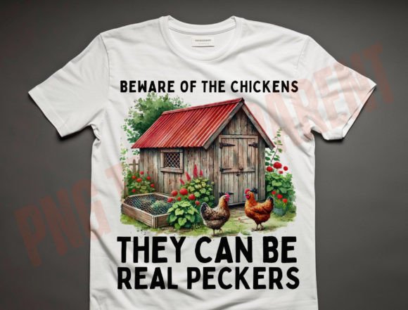 Humorous Farm Charm: Garden Sublimation Design, Chickens Png