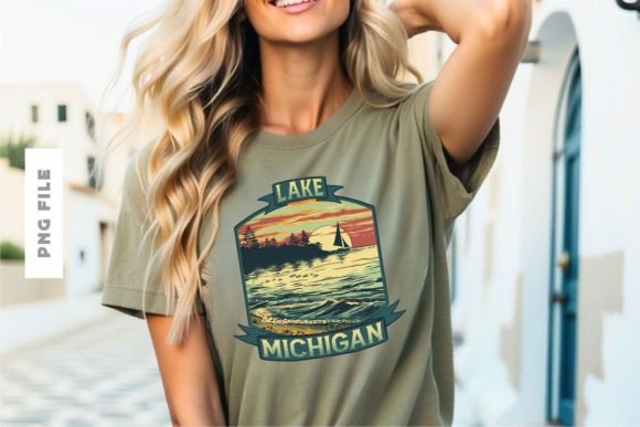Lake Michigan T-Shirt Design: Premium Print-Ready Asset